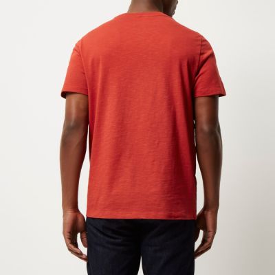 Orange woven front t-shirt